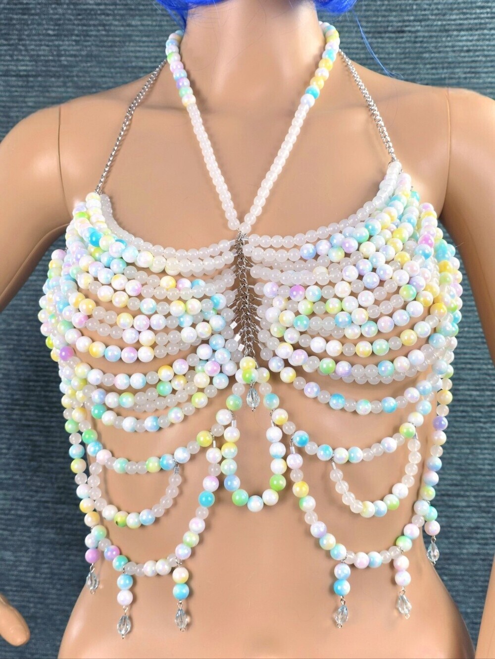 Beaded Bralette, Mermaid Halter Top